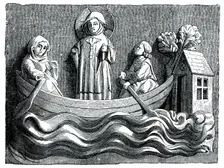 St Julian and St Basilissa, his wife, conveying Christ in their boat, 13th century (1870)