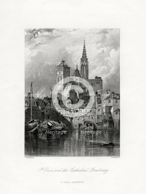 St Omer and the cathedral, Strasbourg, France, 19th century. Artist: W Richardson