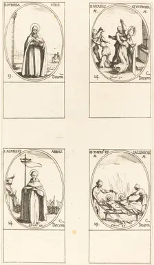 St. Othilia; Sts. Nicasius & Eutropia; St. Agnelus; Sts. Thyrs & Callinicus. Creator: Jacques Callot