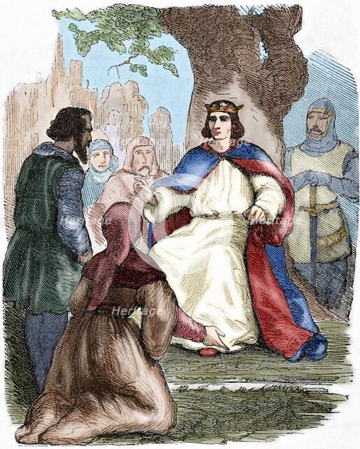 St Louis administering justice under a beech tree, 19th century. Creator: Unknown.