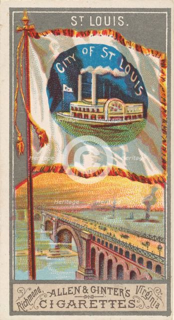 St. Louis, from the City Flags series (N6) for Allen & Ginter Cigarettes Brands, 1887. Creator: Allen & Ginter.