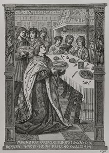 St Louis serving a meal to the poor, c1503, (1877). Creator: Unknown