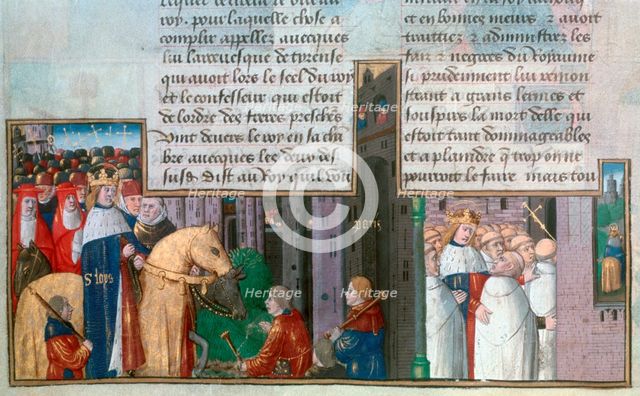 St Louis returns to Paris, and St Louis among the priests, mid-13th century, (15th century). Artist: Unknown