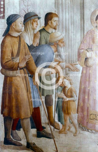 'St Laurence giving alms to the Poor' (detail), mid 15th century. Artist: Fra Angelico