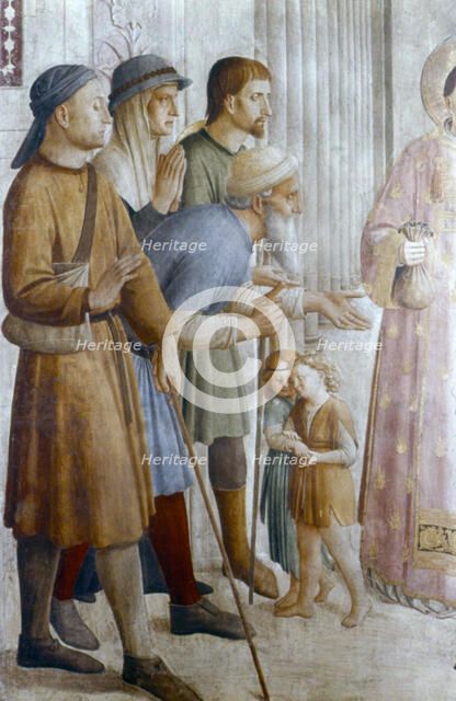 'St Laurence giving alms to the Poor' (detail), mid 15th century. Artist: Fra Angelico