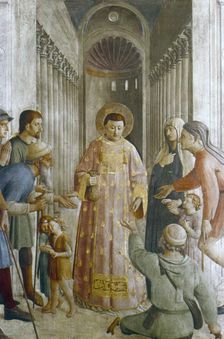St Laurence giving alms to the Poor mid 15th century. Artist: Fra Angelico