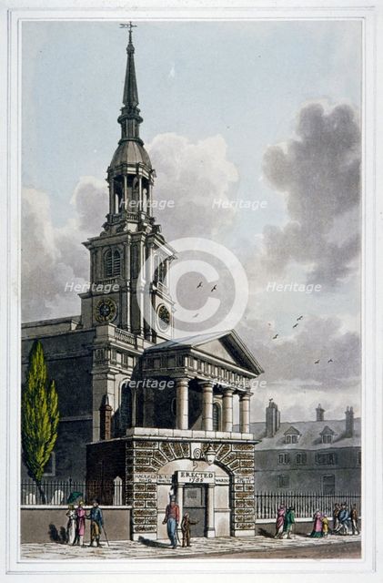 St Leonard's Church, Shoreditch, London, 1814. Artist: Anon