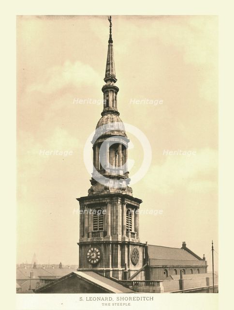 'St Leonard, Shoreditch, The Steeple', mid-late 19th century. Creator: Unknown.