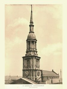 St Leonard, Shoreditch, The Steeple mid-late 19th century. Creator: Unknown