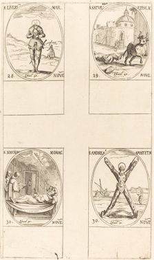 St. Liverius; St. Saturninus; St. T(I?)oscion; St. Andrew. Creator: Jacques Callot