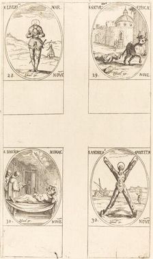 St. Liverius; St. Saturninus; St. T(I?)oscion; St. Andrew. Creator: Jacques Callot