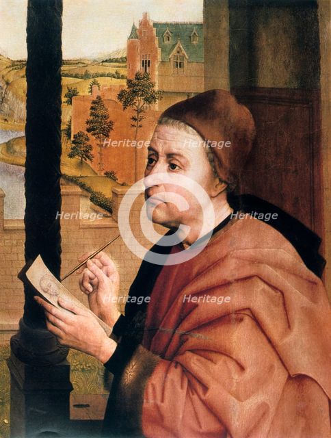 'St Luke Drawing the Virgin', detail, 15th century.  Artist: Rogier Van der Weyden