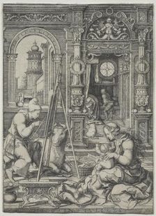 St. Luke Painting the Virgin, 1526. Creator: Dirk Vellert (Netherlandish, 1480/85-1547)