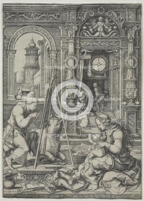 St. Luke Painting the Virgin, 1526. Creator: Dirk Vellert (Netherlandish, 1480/85-1547).