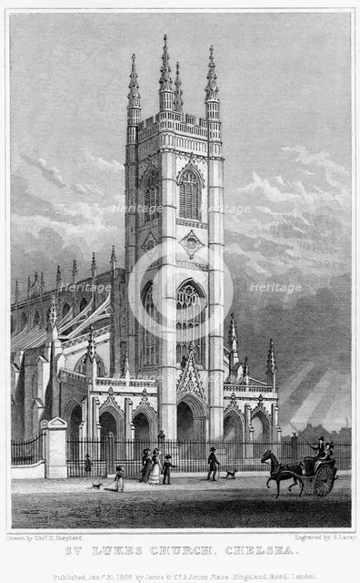 St Luke's Church, Chelsea, London, 1828.Artist: S Lacey