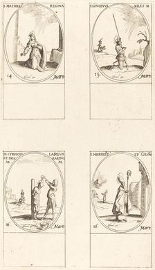 St. Matilda; St. Longinus; St. Cyriacus; St. Heribert. Creator: Jacques Callot