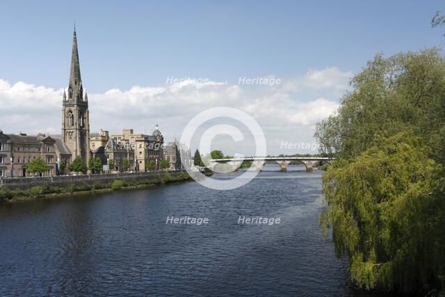 St Matthew's Church and Old Bridge, Perth, Perth and Kinross, Scotland, 2010.