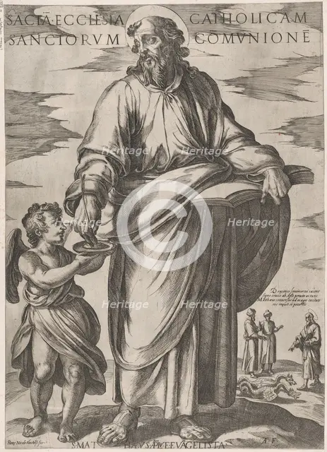St. Matthew, from 'Christ, Mary, and the Apostles', ca. 1590-ca. 1610. Creator: Antonio Tempesta.