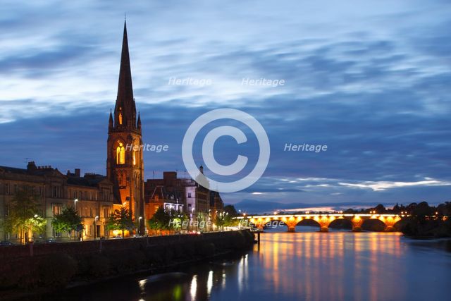 St Matthew's Church and Old Bridge, Perth, Perth and Kinross, Scotland, 2010. Creator: Peter Thompson.