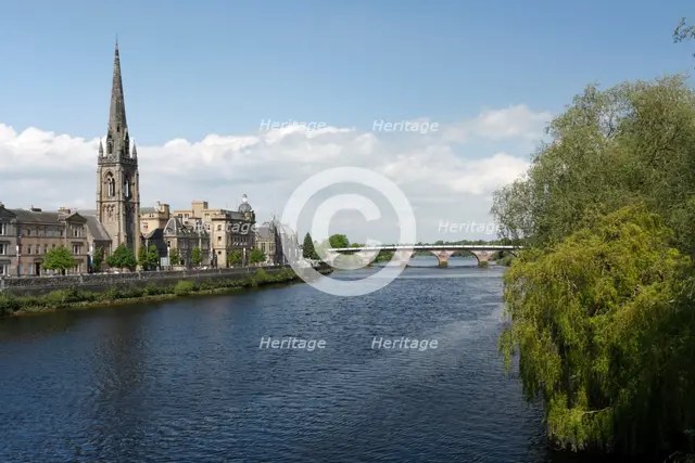 St Matthew's Church and Old Bridge, Perth, Perth and Kinross, Scotland, 2010. Creator: Peter Thompson.