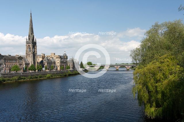 St Matthew's Church and Old Bridge, Perth, Perth and Kinross, Scotland, 2010. Creator: Peter Thompson.
