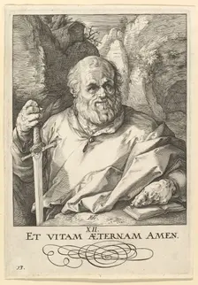 St. Matthias, from Christ, the Apostles and St. Paul with the Creed, ca. 1589. Creator: Hendrik Goltzius