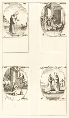 St. Maurus; St. John Calybite; St. Marcellus; St. Honoratus. Creator: Jacques Callot