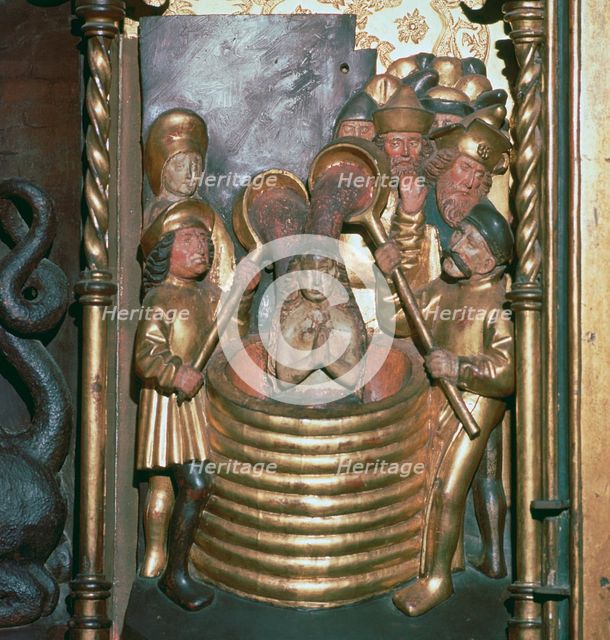 St Margaret being boiled in oil, 16th century. Artist: Unknown