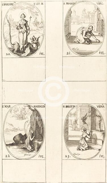 St. Margaret of Antioch; St. Praxedes; St. Mary Magdalene; St. Bridget of Sweden. Creator: Jacques Callot.