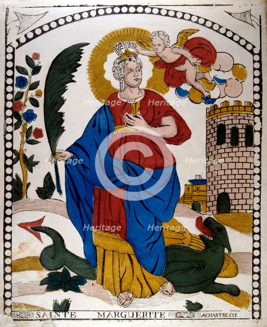 St Margaret or Marina of Antioch, early 4th century virgin Christian martyr, 19th century. Artist: Anon