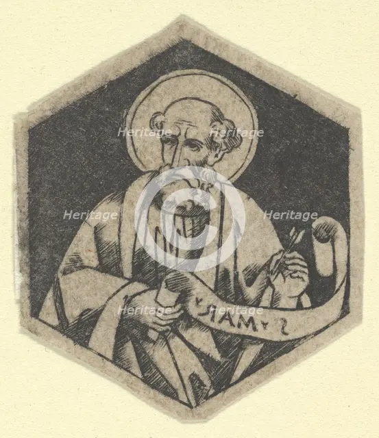 St Mark the Evangelist, holding a banderole (possibly a modern impression), ca.. 1480-1520. Creator: Anon.