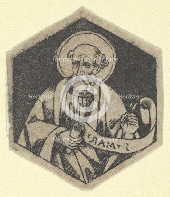 St Mark the Evangelist, holding a banderole (possibly a modern impression), ca.. 1480-1520. Creator: Anon.