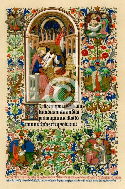 St Mark writing his gospel, 1414-1423.Artist: Workshop of the Master of the Duke of Bedford