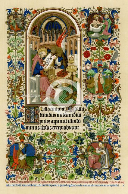 St Mark writing his gospel, 1414-1423.Artist: Workshop of the Master of the Duke of Bedford