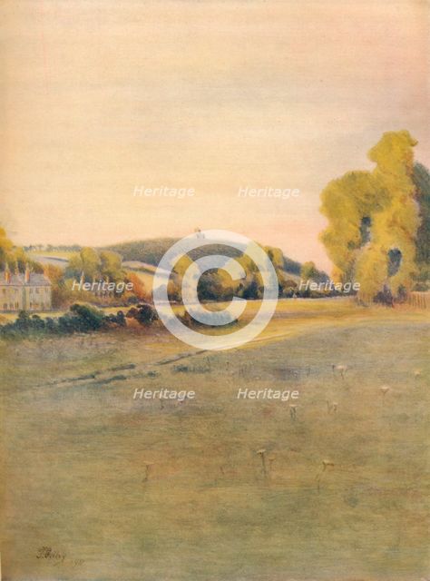 'St. Martha's Chapel, from Shalford Common, 1911, (1914). Artist: James S Ogilvy.