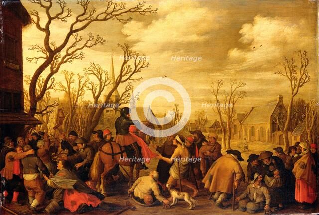 St Martin Cutting Off Part of his Cloak for a Beggar, 1623. Creator: Joost Cornelisz Droochsloot.