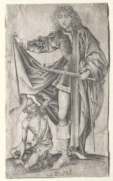 St. Martin Dividing His Cloak for a Beggar. Creator: Israhel van Meckenem (German, c. 1440-1503)