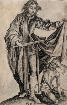St. Martin Dividing His Cloak (image 1 of 2), c1480. Creator: Martin Schongauer