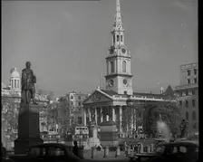 St Martin in the Fields Church on Trafalgar Square Viewed from the End of Cockspur Street..., 1939. Creator: British Pathe Ltd