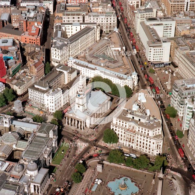 St Martin-in-the-Fields, The National Gallery, Trafalgar Square and The Strand, London, 2002.  Artist: EH/RCHME staff photographer