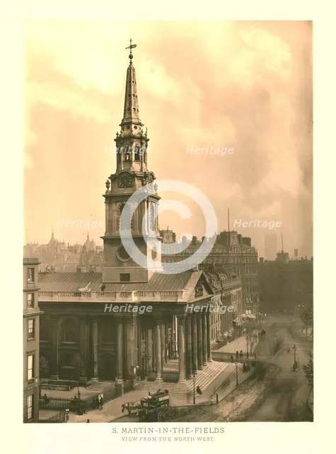 'St Martin-in-the-Fields, View from the North West', mid-late 19th century.  Creator: Unknown.