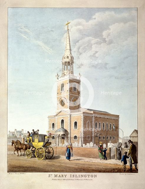 St Mary, Islington, London, 1821. Artist: BR Baker