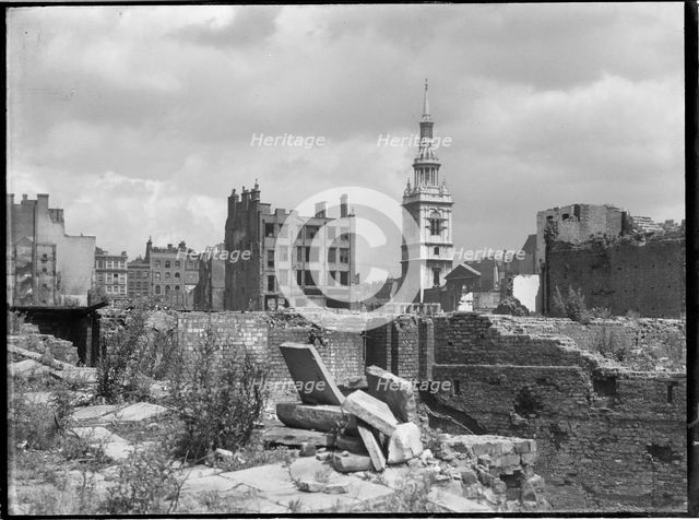 St Mary-le-Bow Church, Cheapside, City and County of the City of London, GLA, 1941-1945. Creator: Charles William  Prickett.