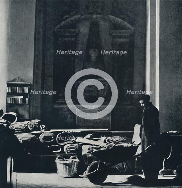 'St. Mary-le-Bow after the first blitz. It is now destroyed', 1941. Artist: Cecil Beaton.