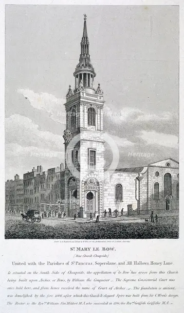 St Mary-le-Bow, London, 1812. Artist: William Wise