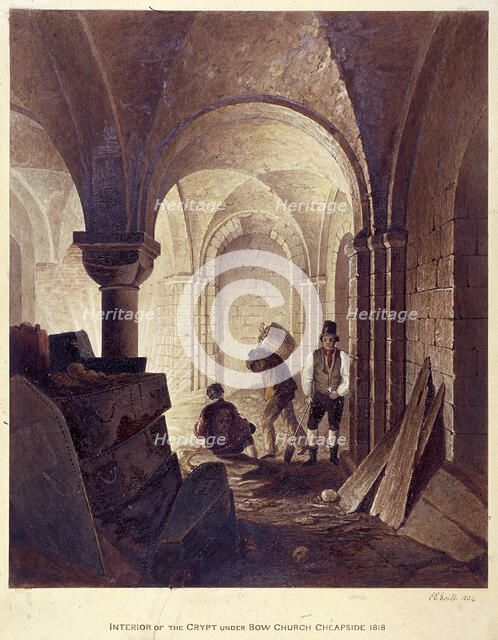 St Mary-le-Bow, London, 1834. Artist: Charles Edwin Gwilt