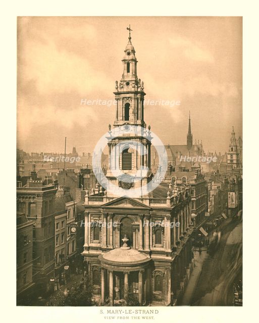 'St Mary-le-Strand, View from the West', mid-late 19th century.  Creator: Unknown.