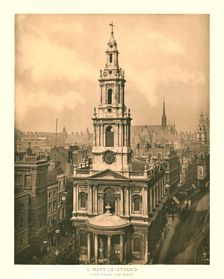 St Mary-le-Strand, View from the West mid-late 19th century. Creator: Unknown