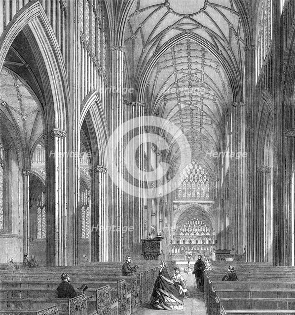 St. Mary Redcliff, Bristol, in process of restoration under the direction of Mr. G. Godwin..., 1861. Creator: Mason Jackson.