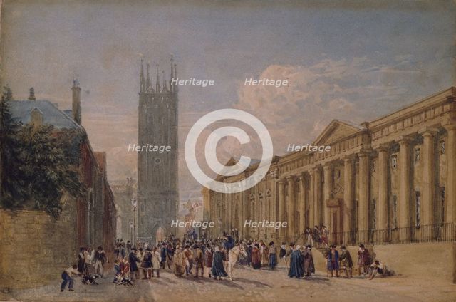 St Mary's Church and County Hall, Warwick, 1826-27. Creator: David Cox the Elder.